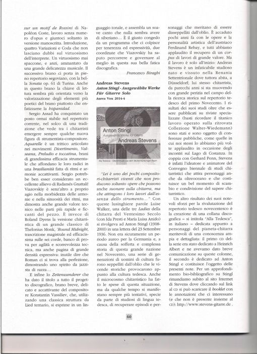  Rezension zur Stingl-CD von Francesco Biraghi I (S. 60) 